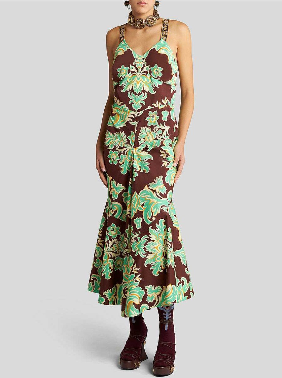 ETRO Bedrucktes Baumwollkleid Dunkelbraun Kleider