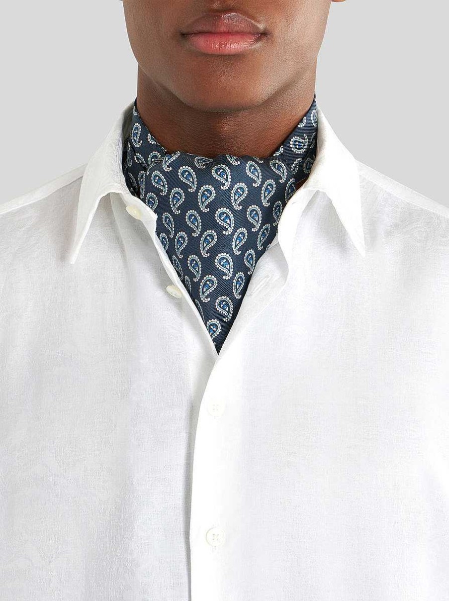 ETRO Ascot-Krawatte Aus Seide Navy Blau Krawatten Und Einstecktucher