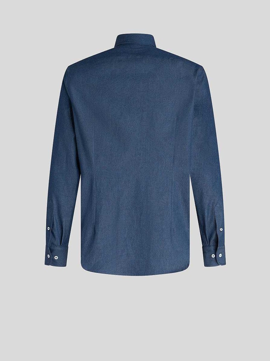 ETRO Jeanshemd Mit Logo Navy Blau Denim