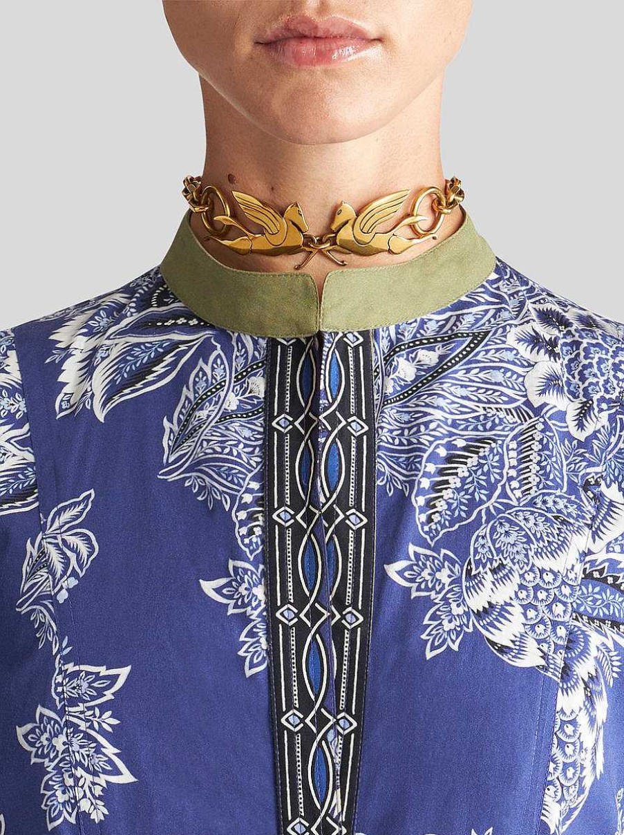 ETRO Bandana-Blumenstrauskleid Navy Blau Kleider