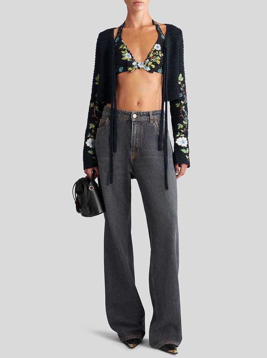 ETRO Baggy-Jeans Navy Blau Denim