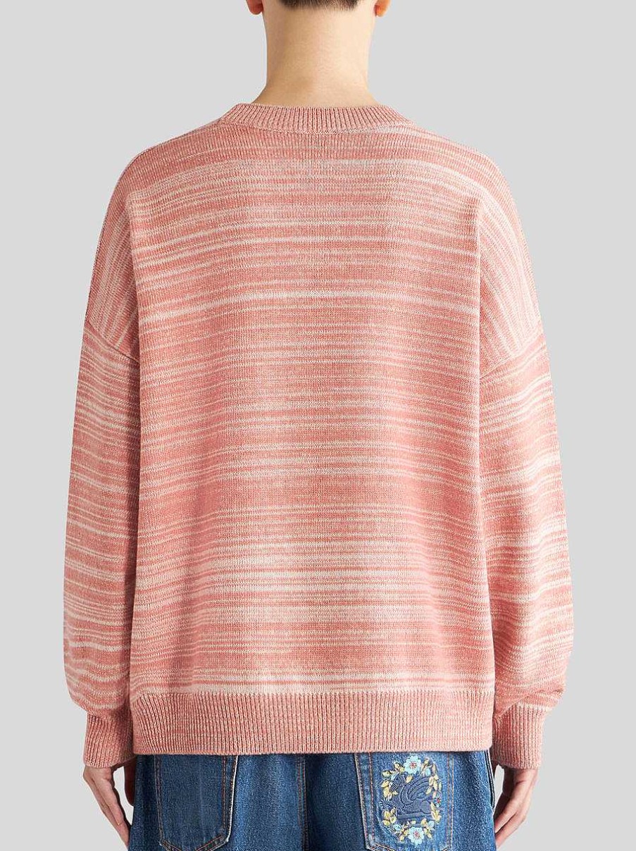 ETRO Gestreifter Pullover Mit Gobelin-Inlay Burgund Strickwaren