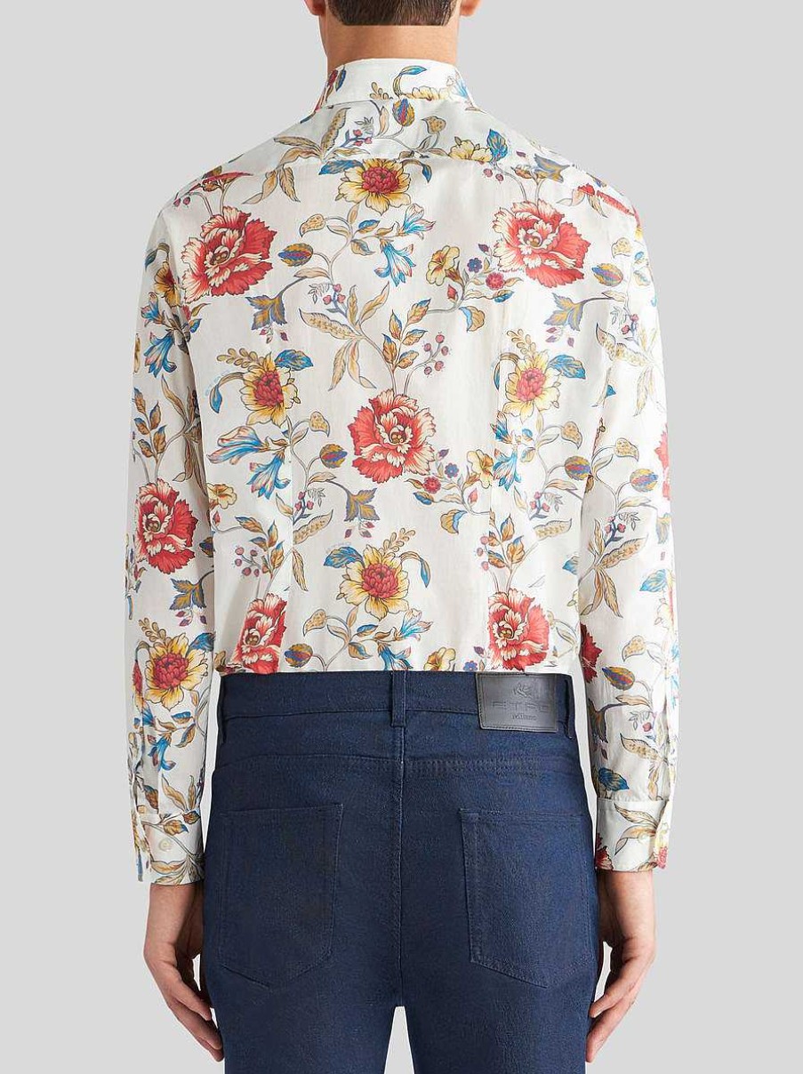 ETRO Geblumtes Baumwollhemd Beige Hemden