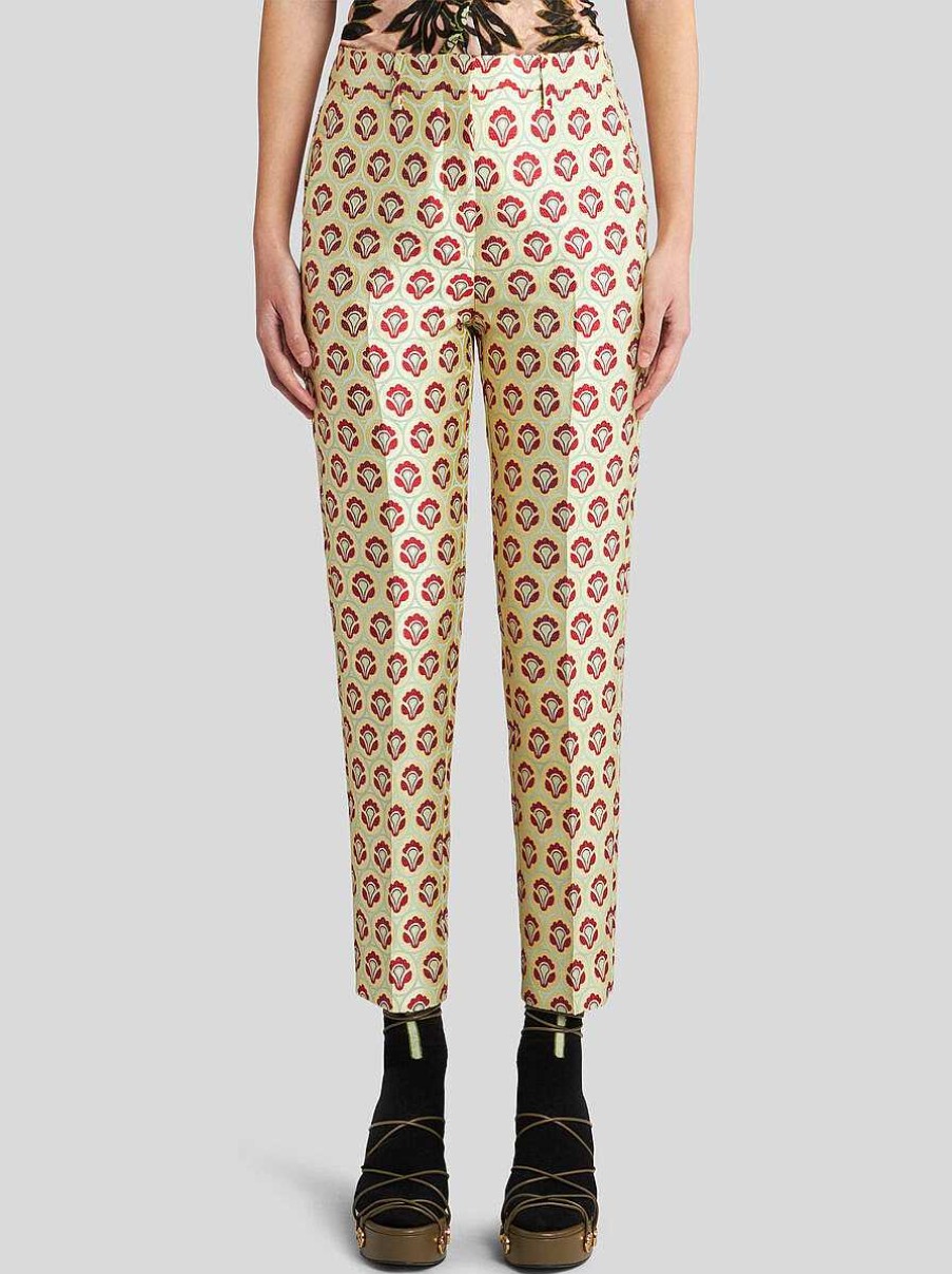 ETRO Glanzende Jacquard-Hose Gelb Hose