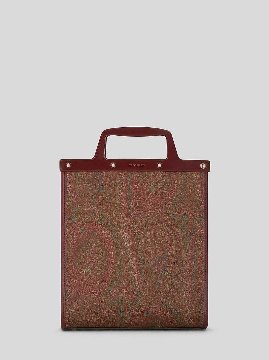 ETRO Mittelgrose Paisley Love T Ter Bag Rot Einkaufstuten