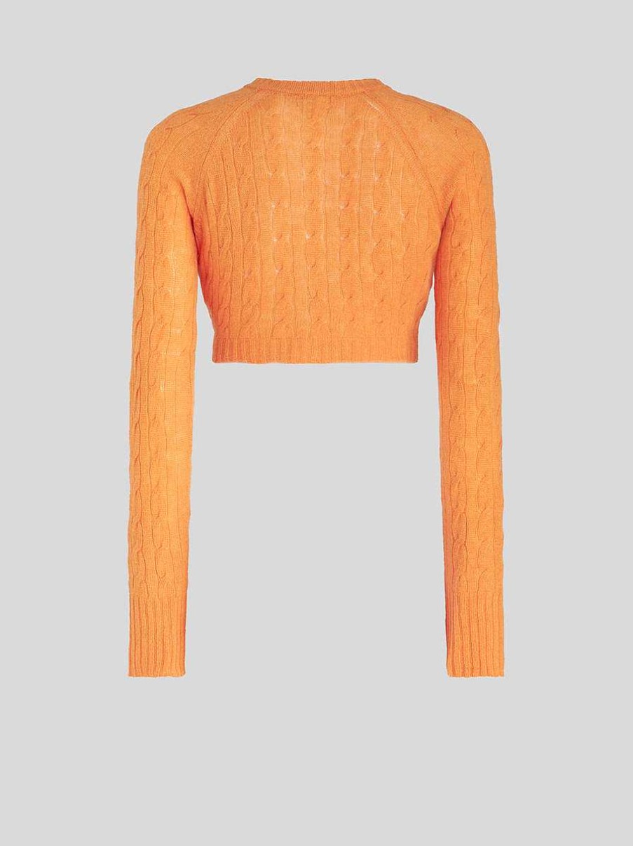 ETRO Kurzer Cardigan Mit Gesticktem Logo Orange Strickwaren