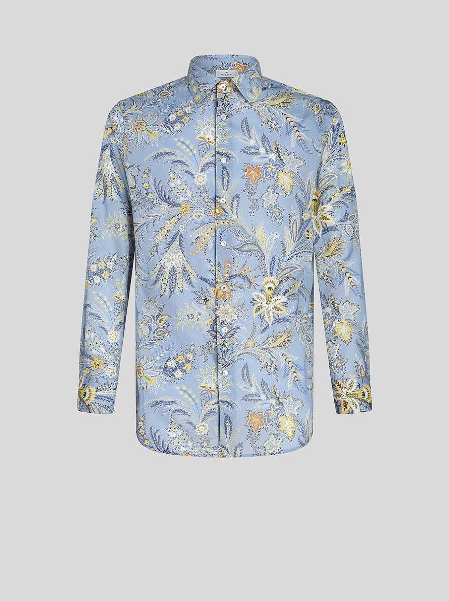 ETRO Blumen-Paisley-Hemd Hellblau Hemden