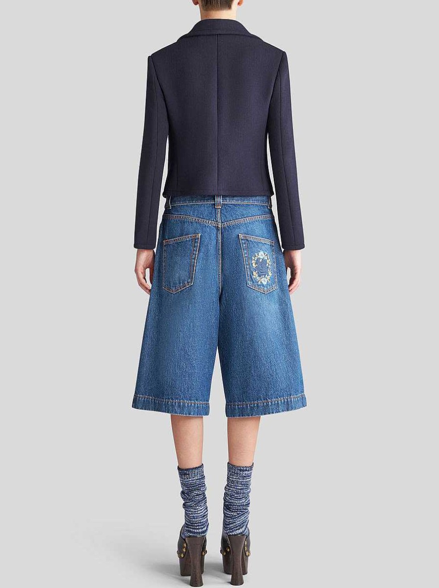 ETRO Jacke Mit Stickerei Navy Blau Jacken