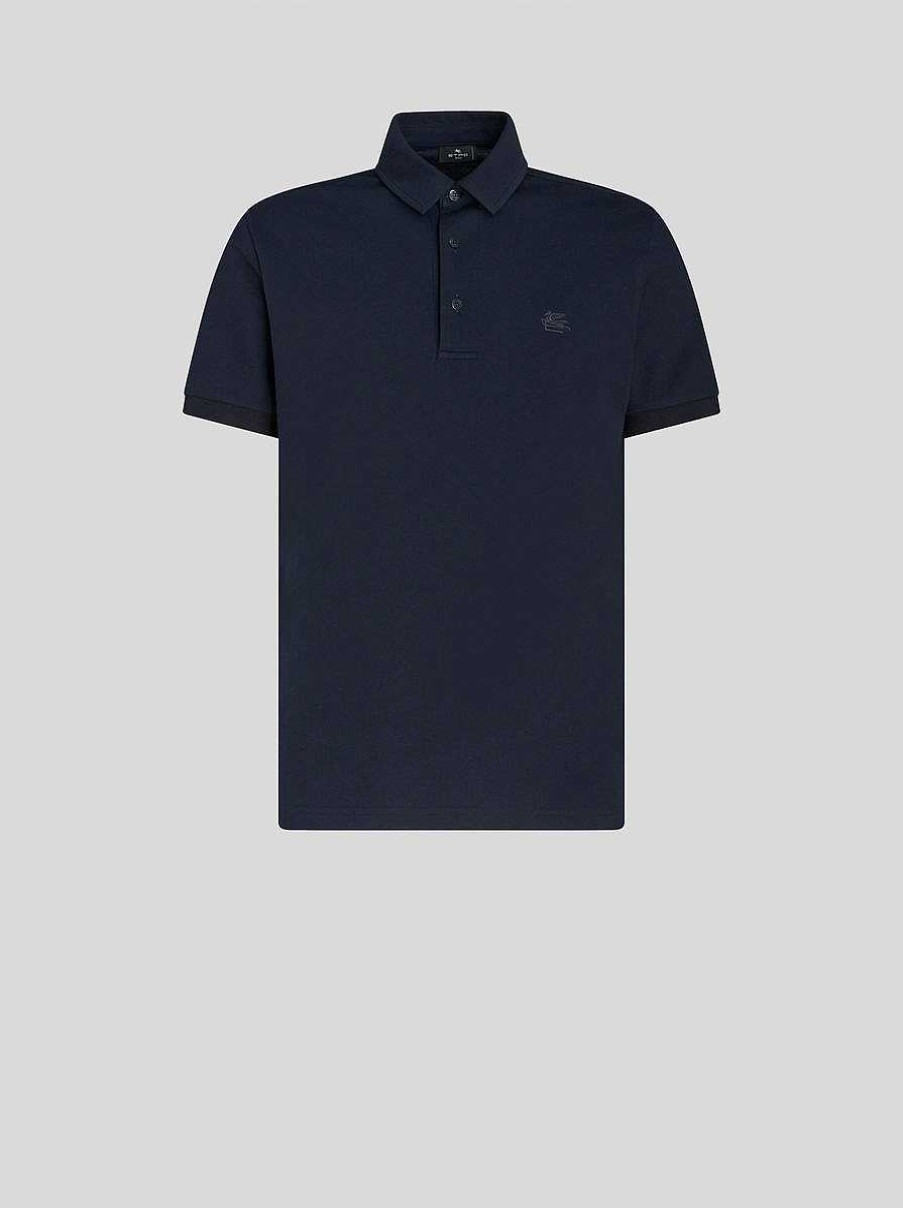 ETRO Poloshirt Mit Aufgesticktem Pegaso Navy Blau Polo-Shirts