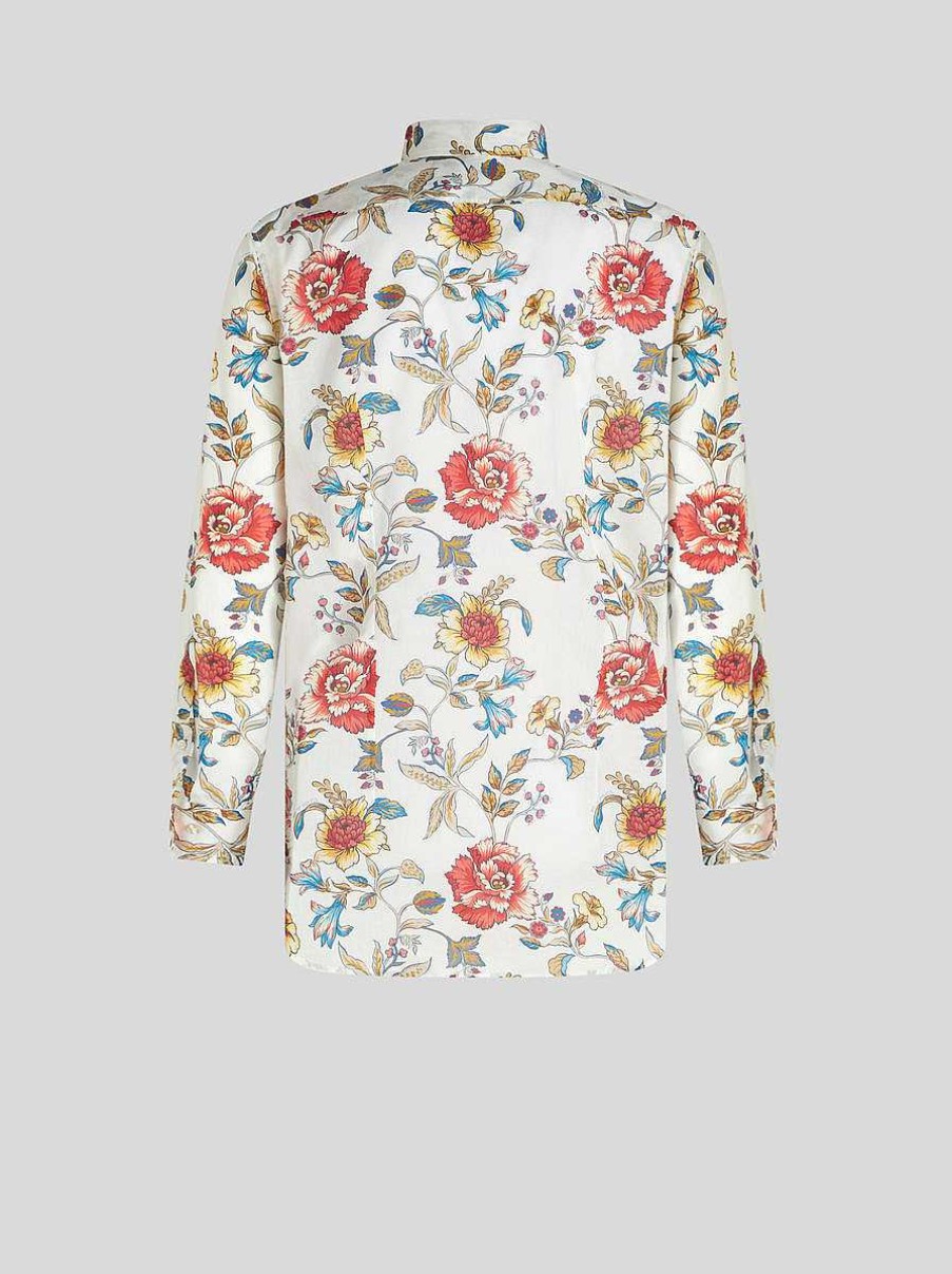 ETRO Geblumtes Baumwollhemd Beige Hemden