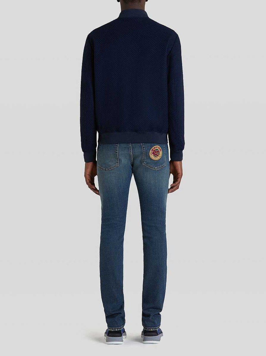 ETRO Bomberjacke Aus Baumwolljersey Navy Blau Mantel Und Oberbekleidung