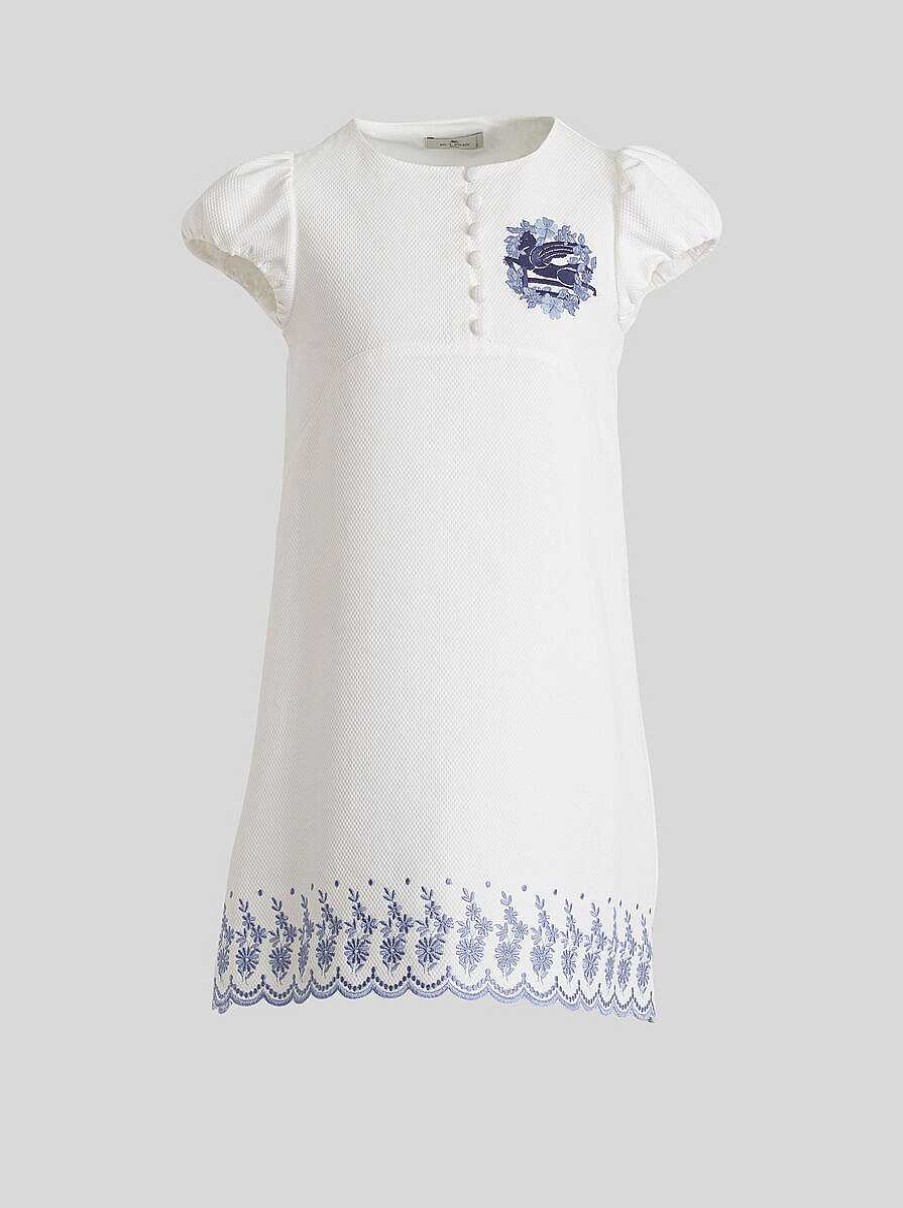 ETRO Kinderkleid Mit Pegaso-Detail Und Blumenstickerei Weis Kleider