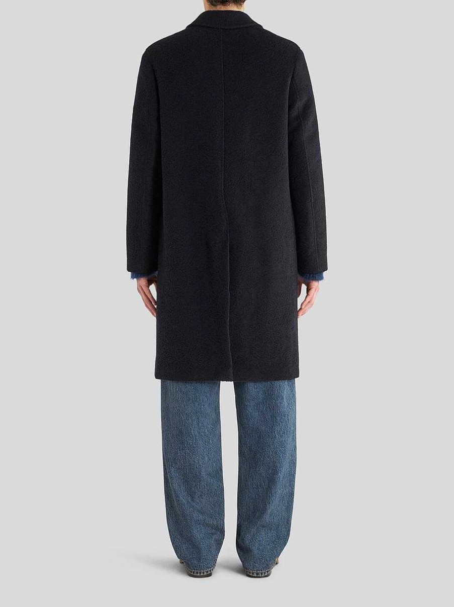 ETRO Jacquard-Mantel Aus Wolle Und Kaschmir Navy Blau Mantel Und Oberbekleidung