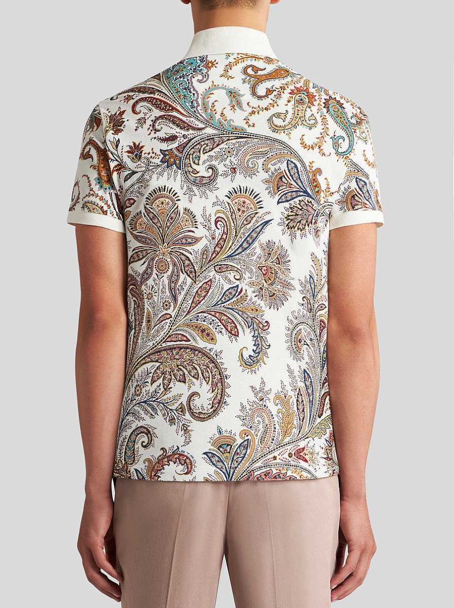 ETRO Mehrfarbiges Paisley-Poloshirt Mit Logo Hellblau Polo-Shirts