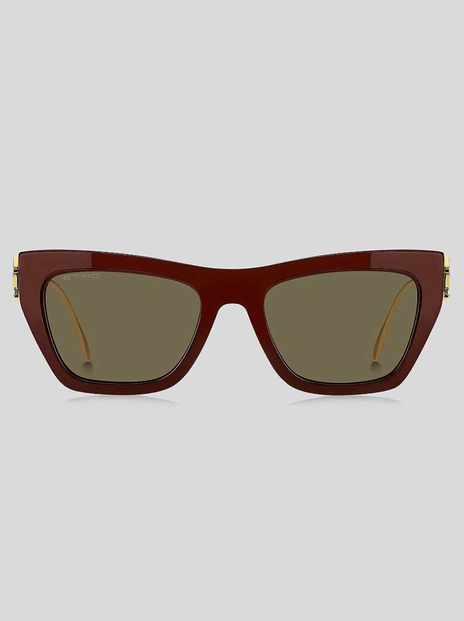 ETRO Auffallige Pegaso-Sonnenbrille Burgund Sonnenbrille