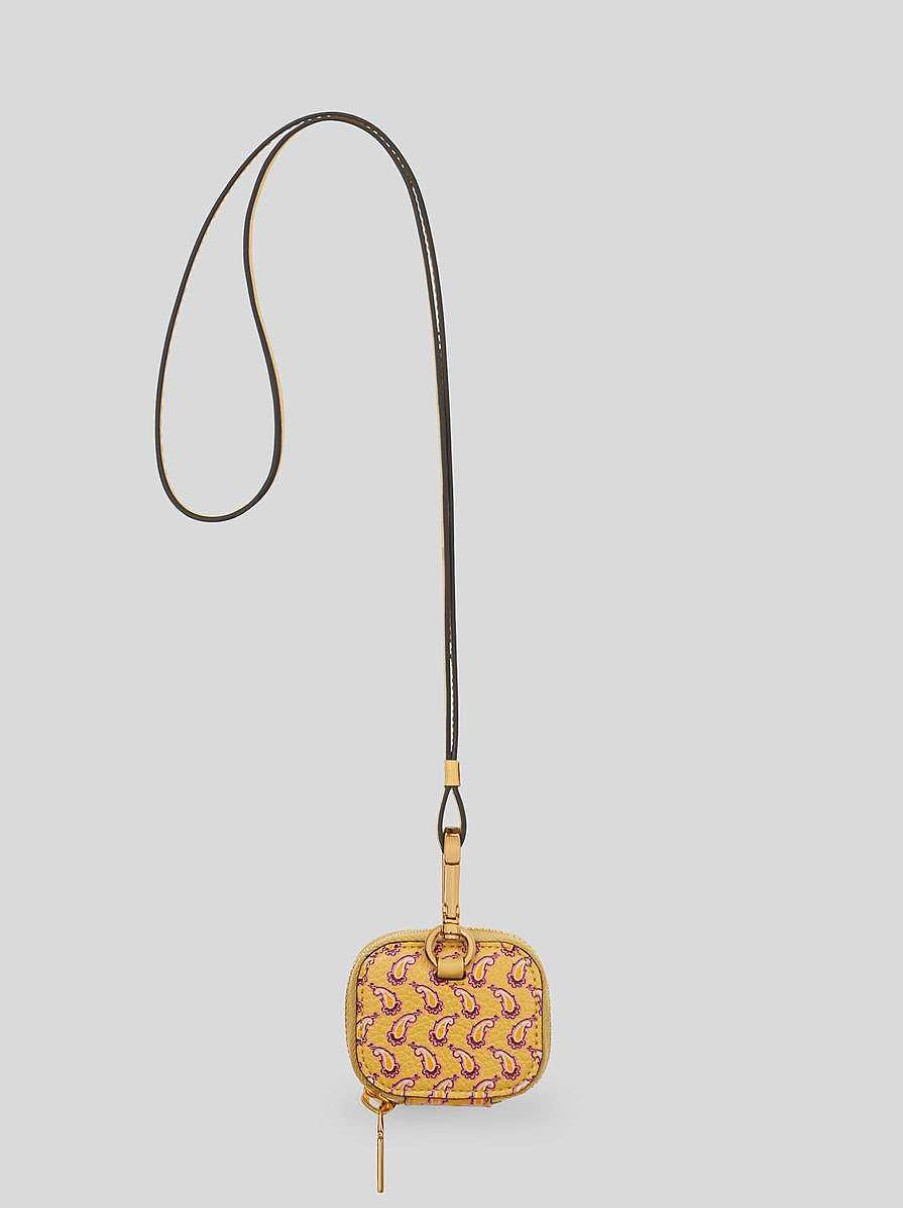 ETRO Bedruckte Airpods-Hulle Aus Leder Gelb Sonstiges Zubehor