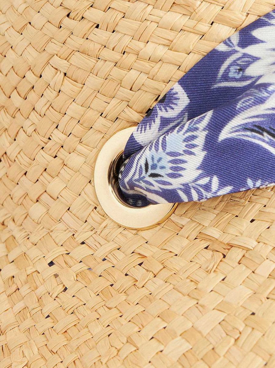 ETRO Strohhut Mit Seidenschal Beige Hute Und Handschuhe
