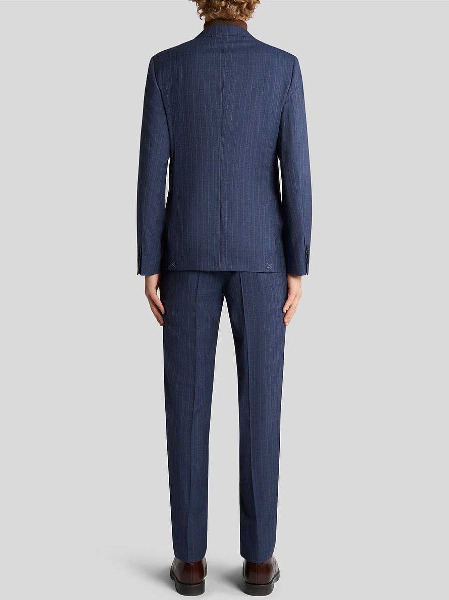 ETRO Anzug Aus Wolle Mit Nadelstreifen Navy Blau Anzuge