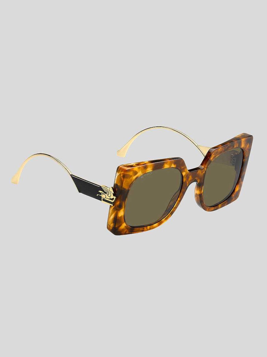 ETRO Auffallige Pegaso-Sonnenbrille Gelb Sonnenbrille