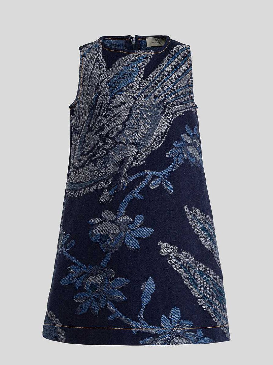 ETRO Denim-Jacquard-Kleid Fur Kinder Navy Blau Kleider