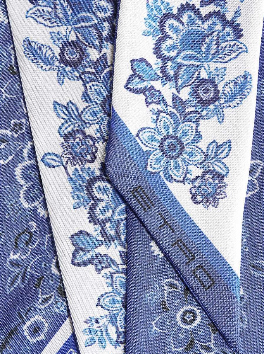 ETRO Bedruckte Paisleyina-Seide Hellblau Schals Und Seide