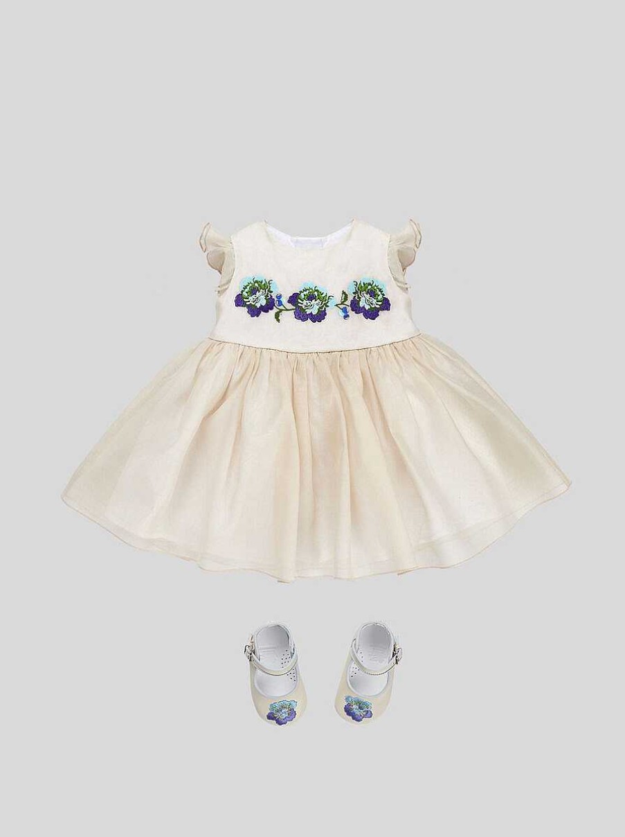 ETRO Baby-Organzakleid Mit Blumenstickerei Beige Baby Madchen 1-9 Monate