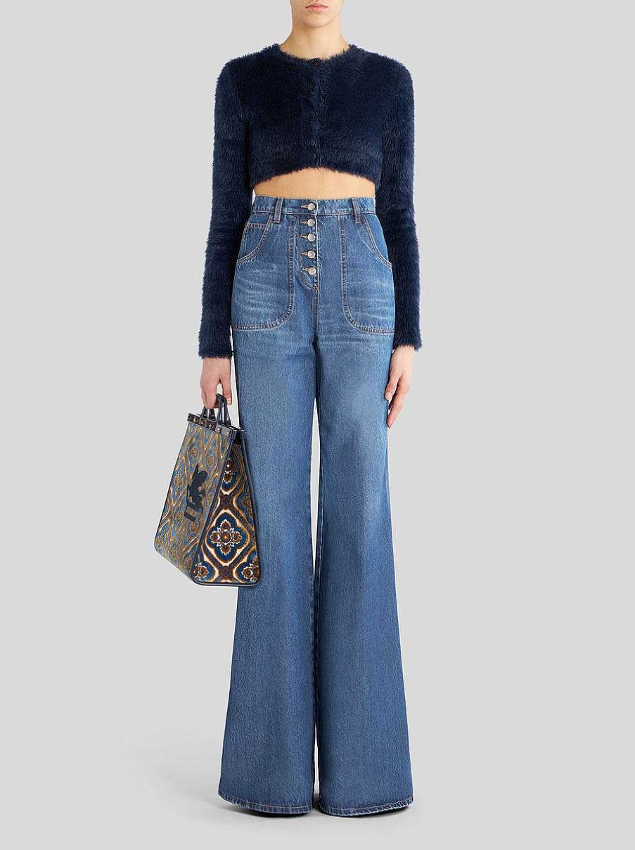 ETRO Ausgestellte Jeans Mit Stickerei Navy Blau Denim